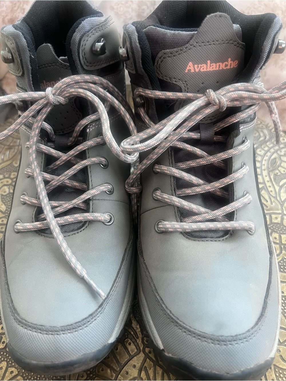 Light Gray Lace-Up Hiking Boots